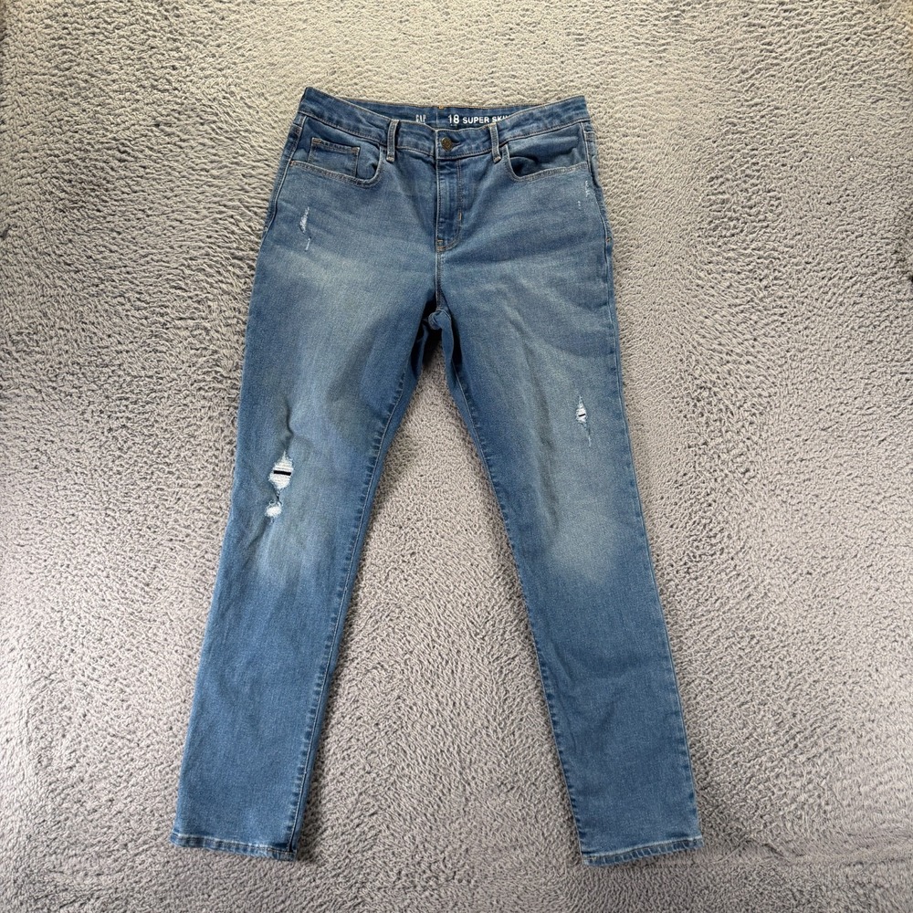 Gap Jeans Boys 18 Blue Cotton Denim Super Skinny Leg Faded Streetwear Stretch